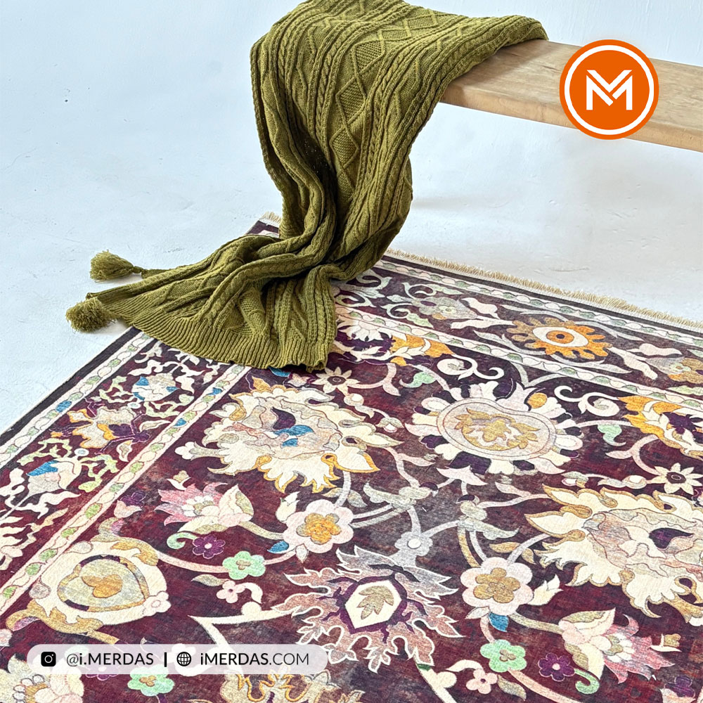 فرش کهنه نما کد 22219 زمینه تمام رنگ
